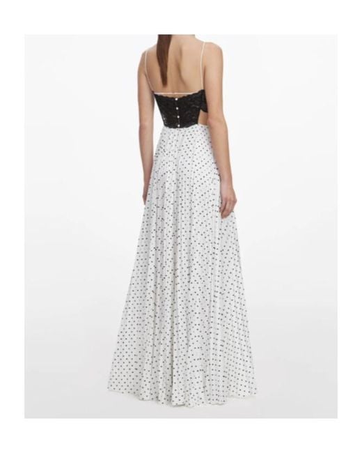 Self-Portrait White Polka-Dot Lace-Trim Dress