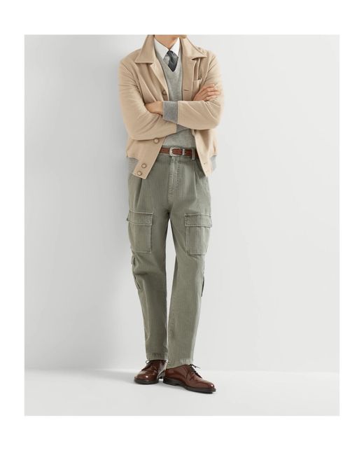 Brunello Cucinelli Natural Lightweight Virgin-Wool Cloth Outerwear Jacket for men