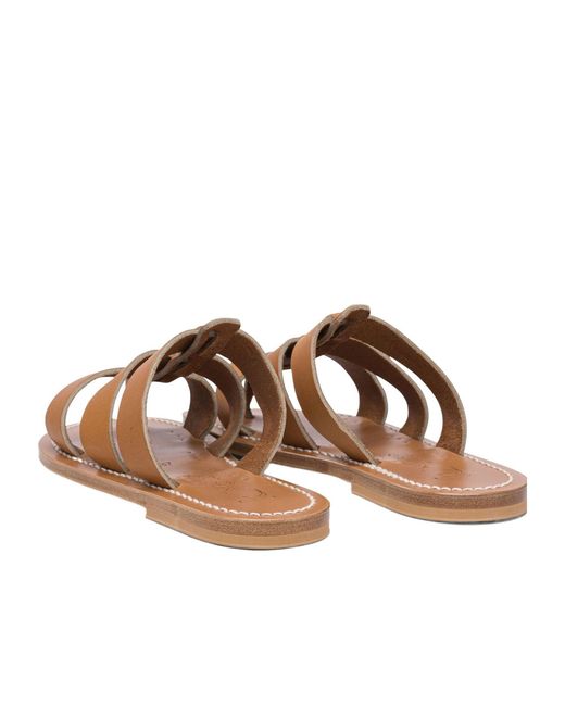 K. Jacques Brown Round-Toe Flip-Flops