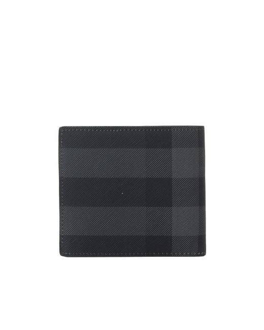 Burberry Black Logo Plaque Checked Wallet for men