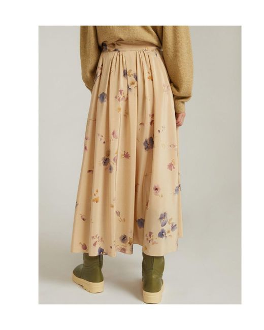 Loro Piana Natural Printed Midi Skirt