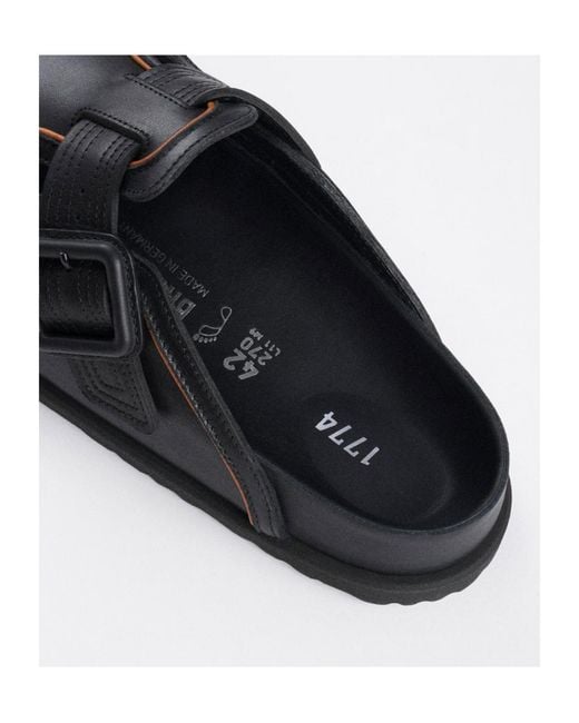 Birkenstock Black Buckle-Fastening Leather Mules for men