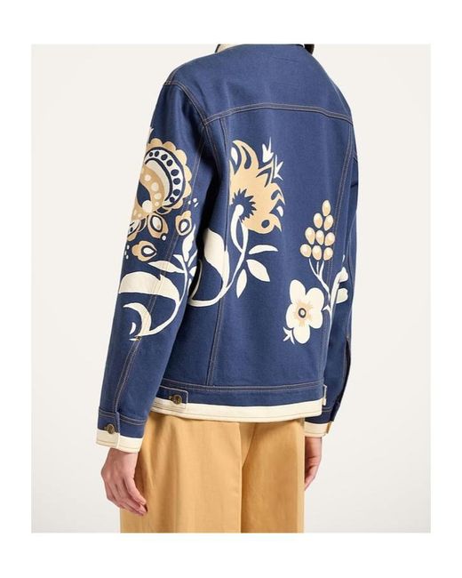 LaDoubleJ Blue Floral-Print Denim Jacket