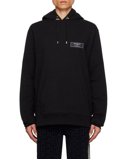Balmain Blue Iconic Cotton Hoodie for men