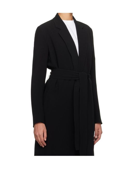 The Row Black Strap-Up Long-Sleeved Coat