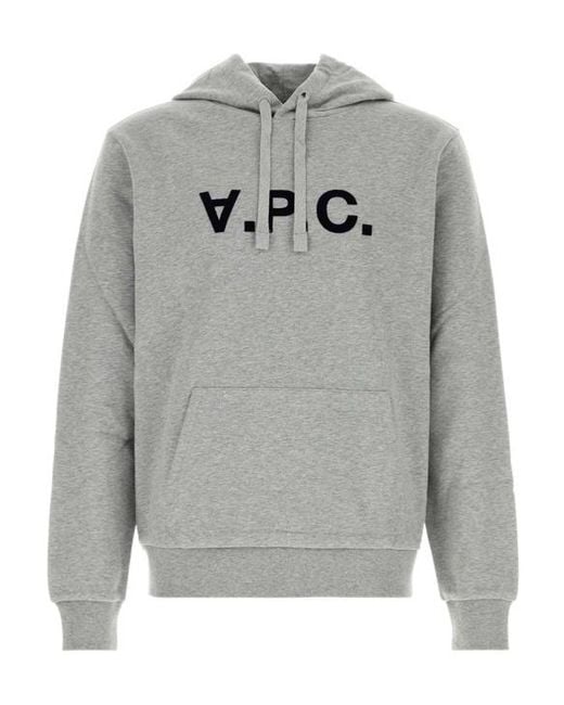 A.P.C. Gray Logo-Detailed Hoodie for men
