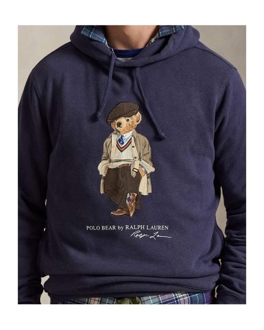 Polo Ralph Lauren Blue Embroidered Drawstring Hoodie for men