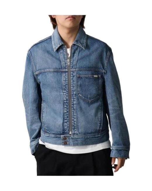 Céline Blue Long-Sleeved Denim Jacket for men