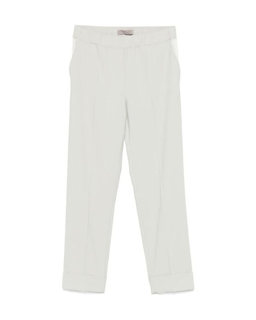 D.exterior White Elastic Waist Cropped Pants