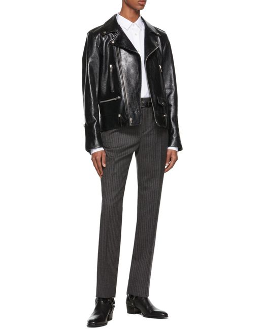 Saint Laurent Black Long-Sleeved Biker Jacket for men