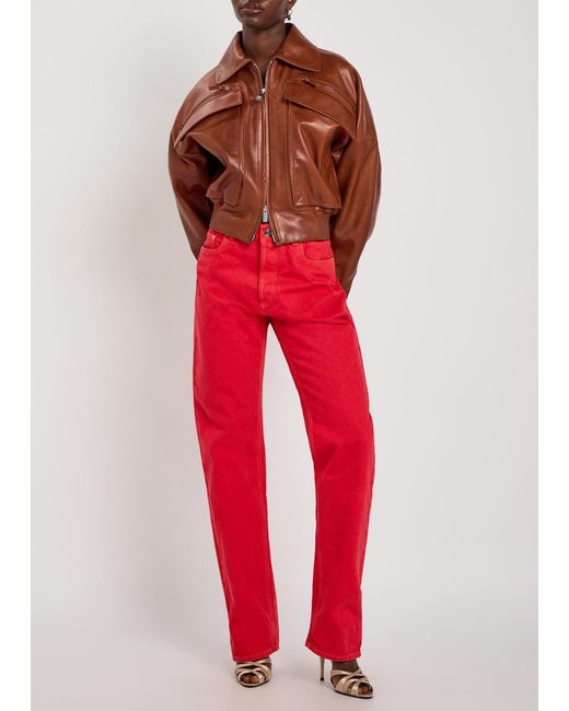 Versace Brown Loose Leather Jacket