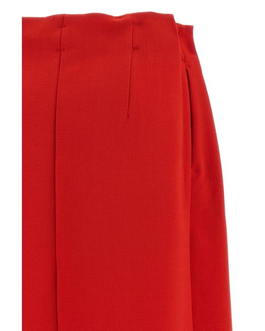 Prada Red Bow-Detailed Midi Skirt