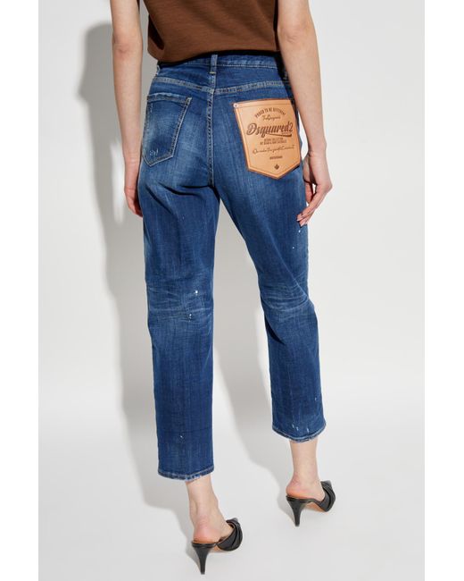 DSquared² Blue Distressed Logo Patch Jeans