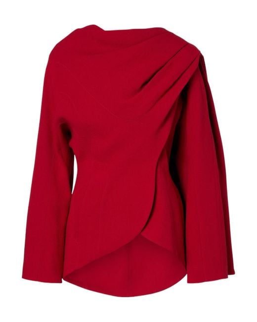 Mugler Red Cape Detail Casual Jacket