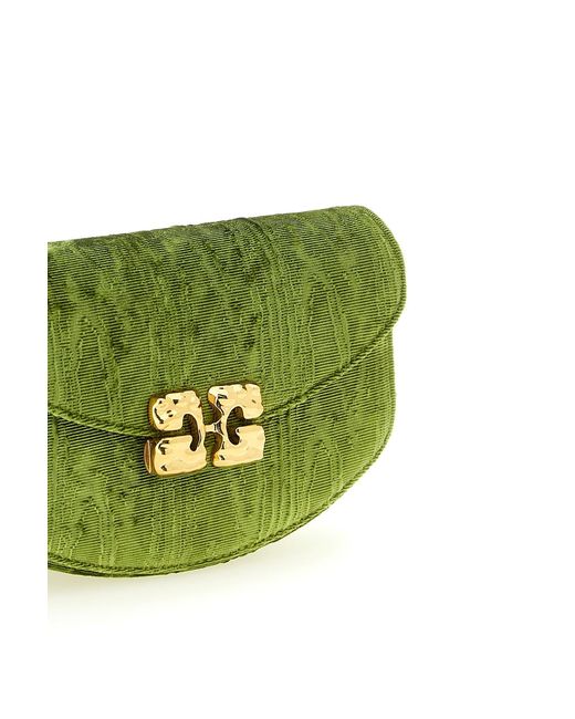 Ganni Green Lulu Velvet Moire Chain Wallet