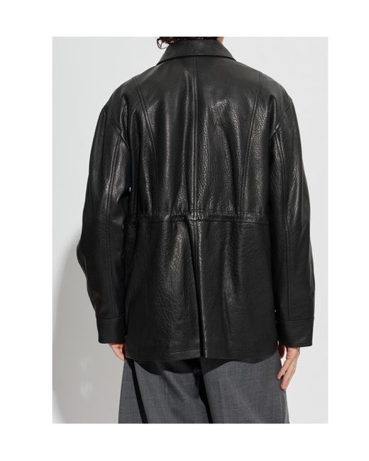Arma Black Long-Sleeve Leather Jacket for men