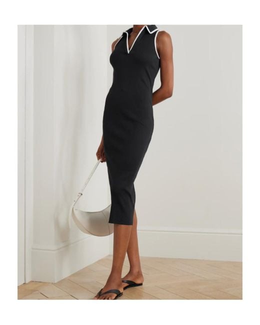Veronica Beard Black Darien Ribbed Dress