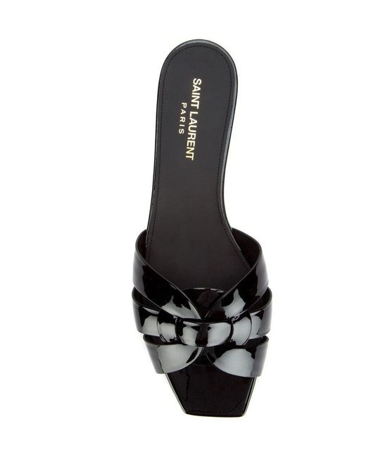 Saint Laurent Black Tribute Flat Sandals