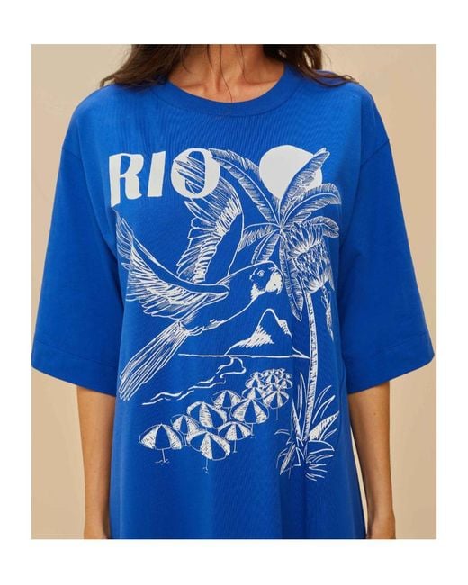 Farm Rio Blue Rio Organic Cotton Maxi Dress