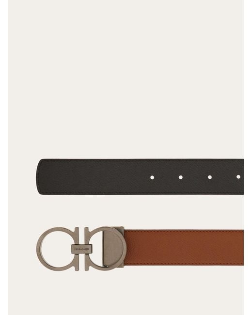 Ferragamo White Ferragamo Gancini Buckle Reversible Belt for men
