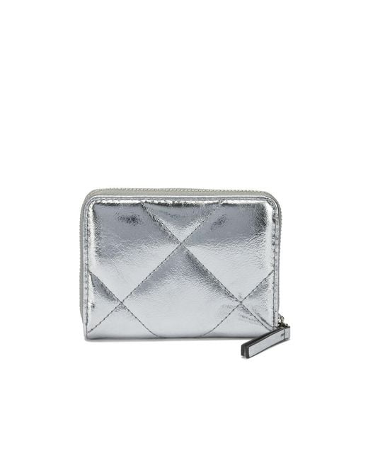 Tory Burch White Quilted Zipped Card Holder