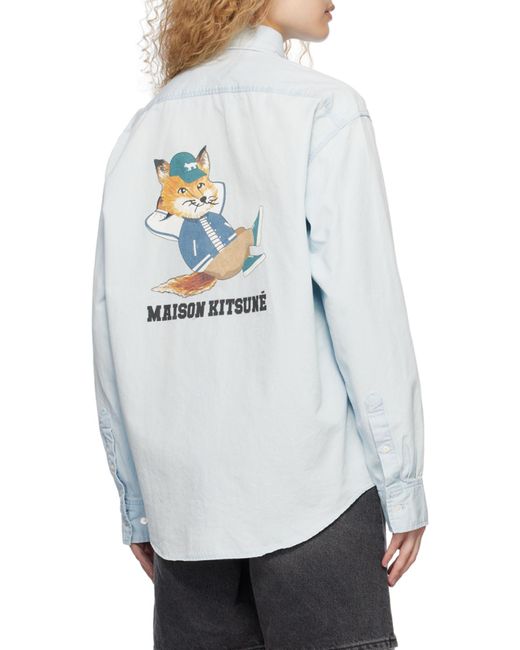 Maison Kitsuné Blue Chillax Print Relaxed Shirt for men