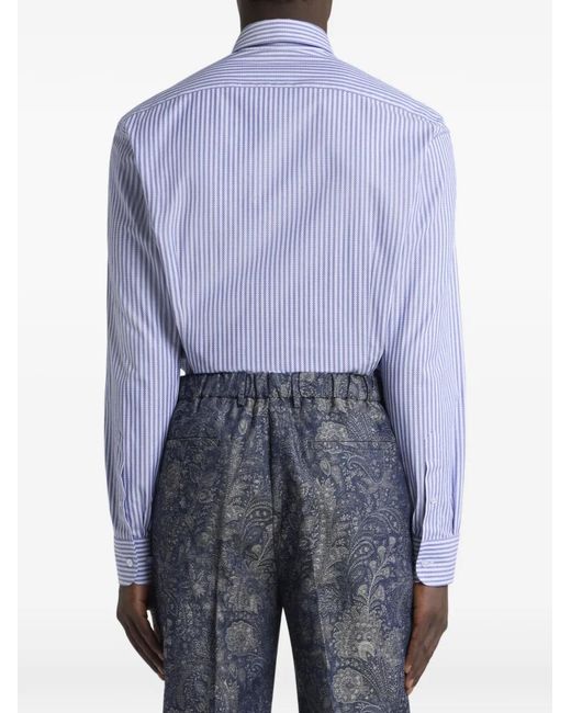 Etro Purple Striped Cotton Shirt for men