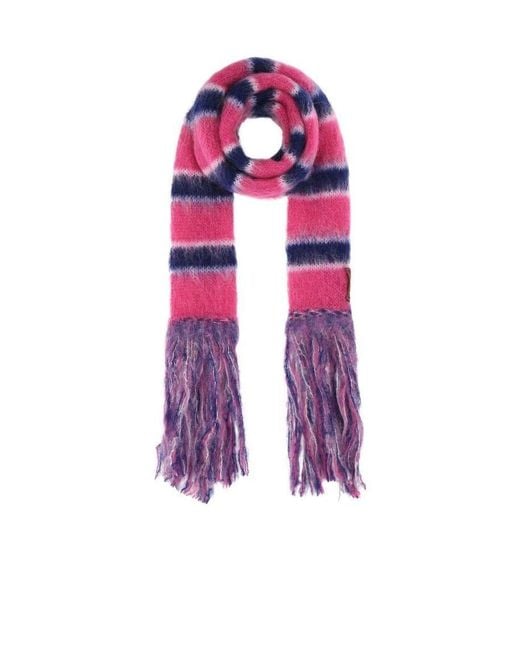 Marni Pink Fringed Striped Scarf for men