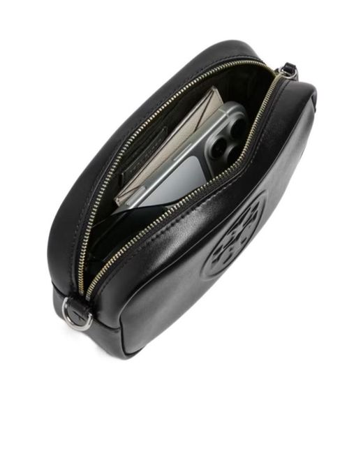 Tory Burch Black Mini Miller Logo-Embossed Crossbody Bag