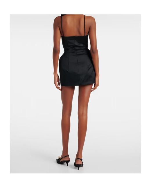 Magda Butrym Black Crochet-Trimmed Cotton Bustier Dress