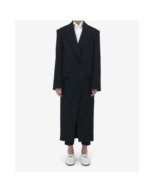 McQueen Black Double-Breasted Felt Coat