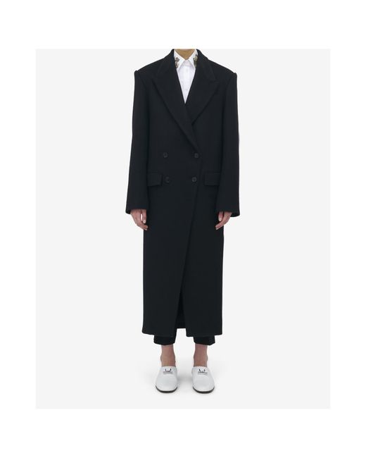 Alexander McQueen Black Double-Breasted Wool Felt Coat