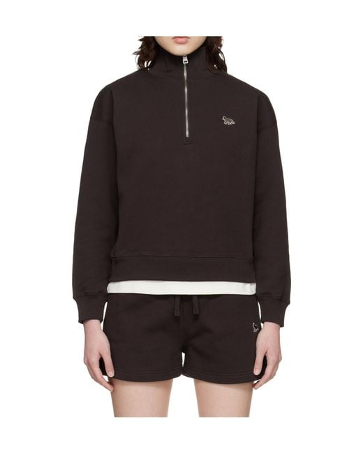 Maison Kitsuné Black Maison Kitsuné Baby Fox Half Zip Sweatshirt