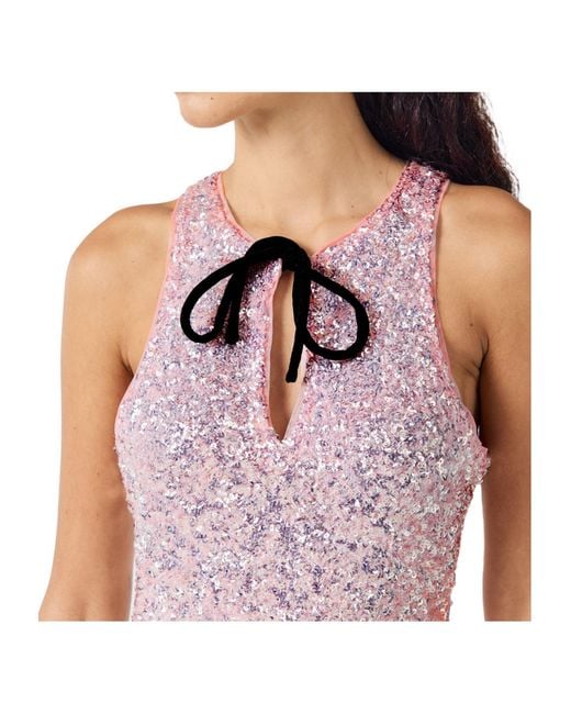 Ganni Purple Sequined Halter Top