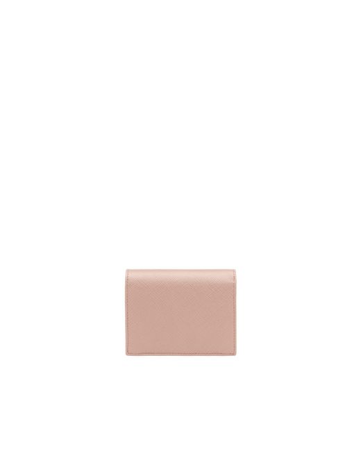 Prada Pink Logo Plaque Small Wallet