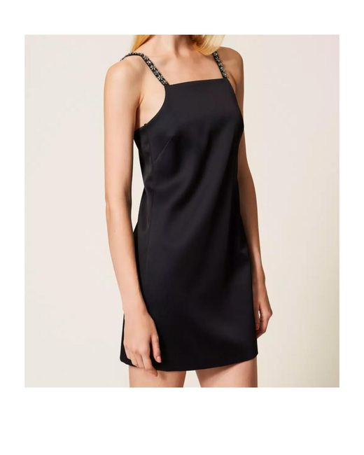 Twinset Black Duchesse Embellished Short Dress