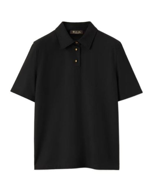 Loro Piana Black Colmegna Wool Polo T-Shirt