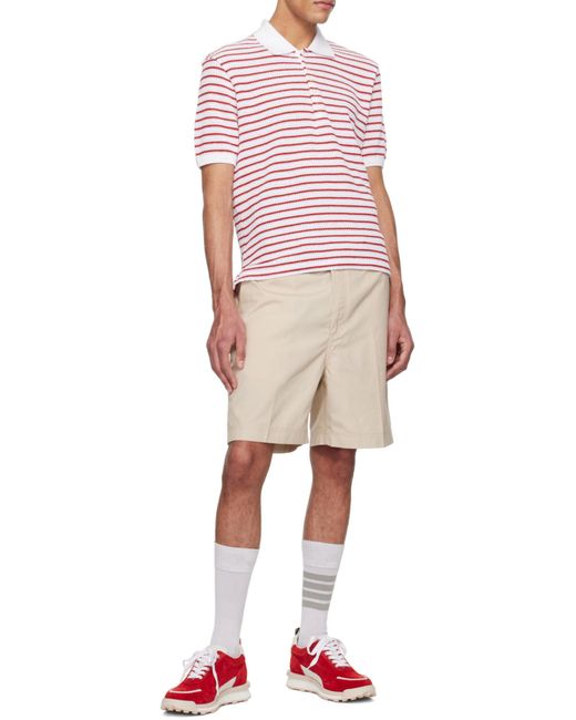 Thom Browne Red Striped Polo Shirt for men