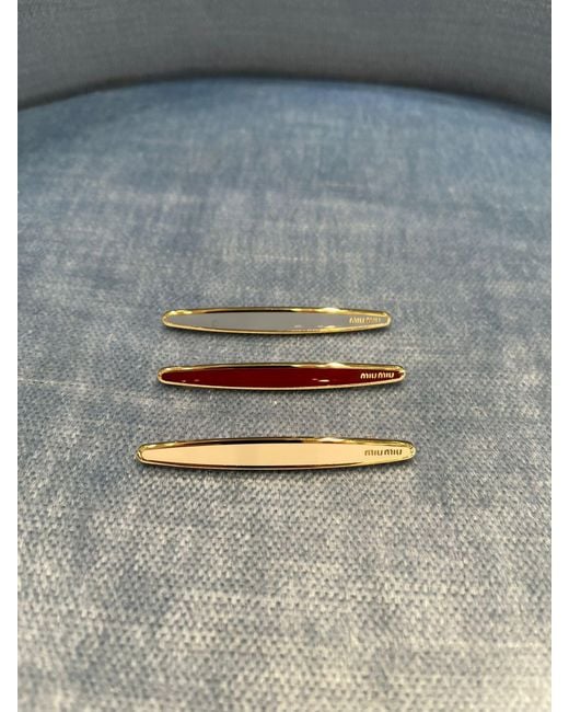 Miu Miu White Enameled Metal Hair Clips
