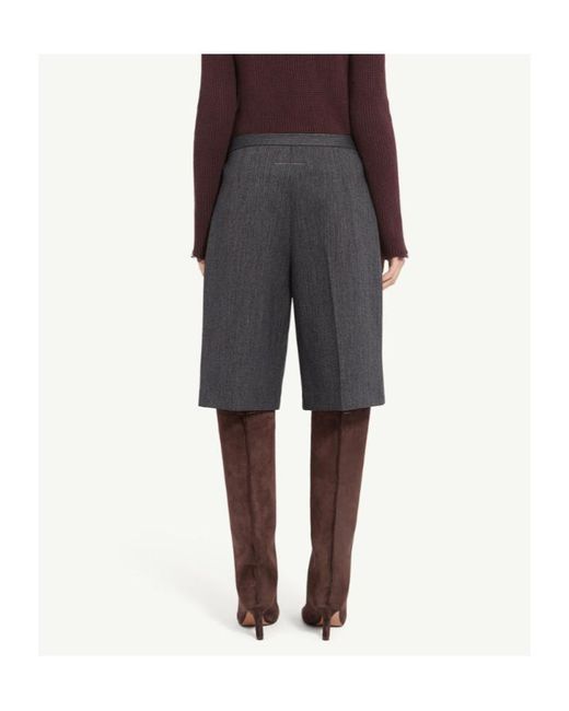MM6 by Maison Margiela Gray Striped Wool Blend Tailored Shorts