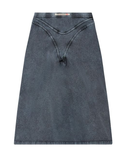 DIESEL Blue O-Alline Logo Patch Midi Skirt