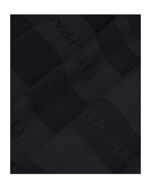 Elisabetta Franchi Black Jacquard Striped Square Scarf