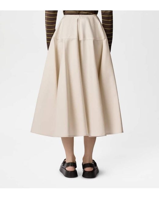 Tod's Natural A-Line Panelled Midi Skirt