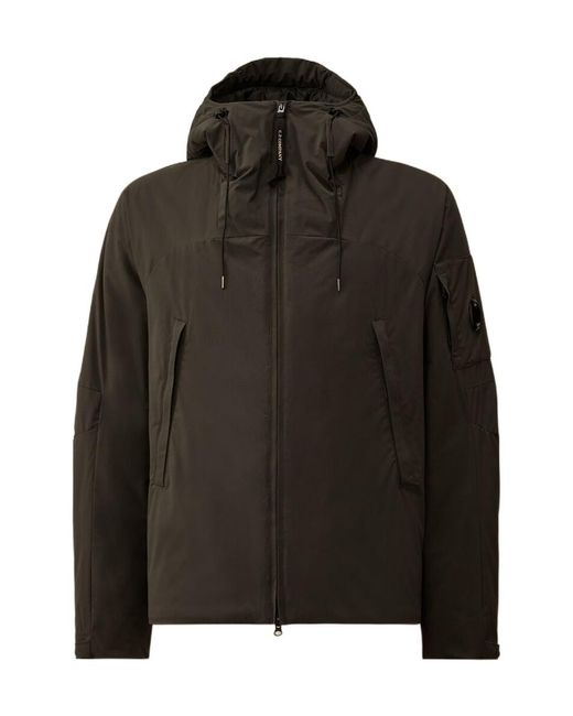C P Company Black Long Sleeve Hooded Cotton Coat for men