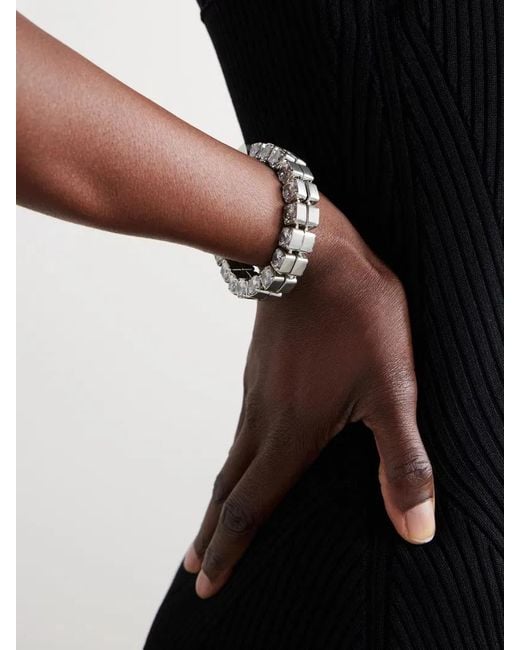 Jil Sander White Crystal-Set Bracelet