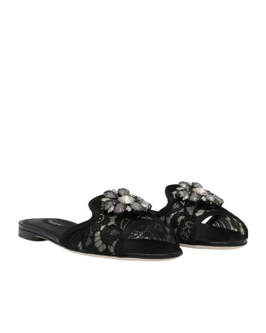 Dolce & Gabbana Black Bianca Lace Detailed Sandals