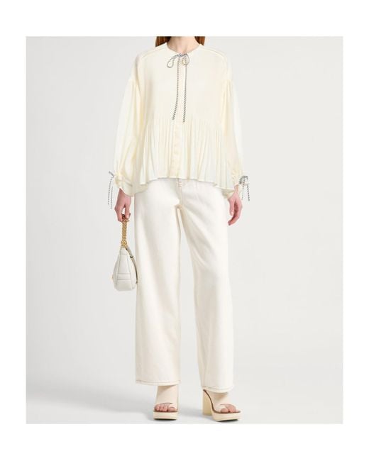 MAX&Co. White Tie Neck Top