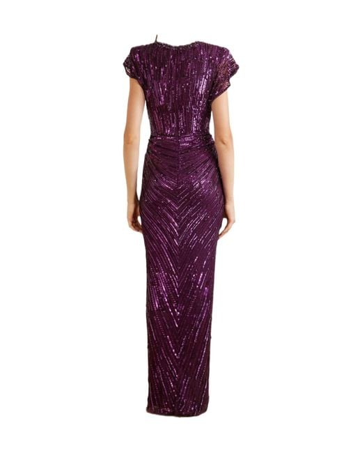 Jenny Packham Purple Twisted Embellished Tulle Gown