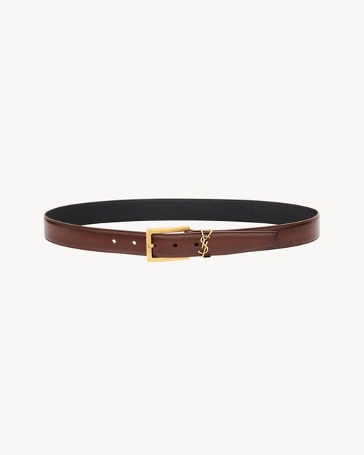 Saint Laurent White Cassandre Logo Plaque Belt
