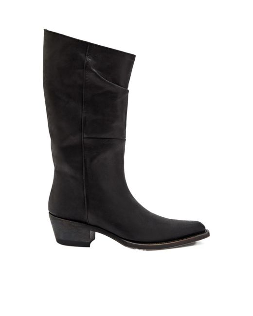 Khaite Black Clive 35 Leather Mid-Calf Boots